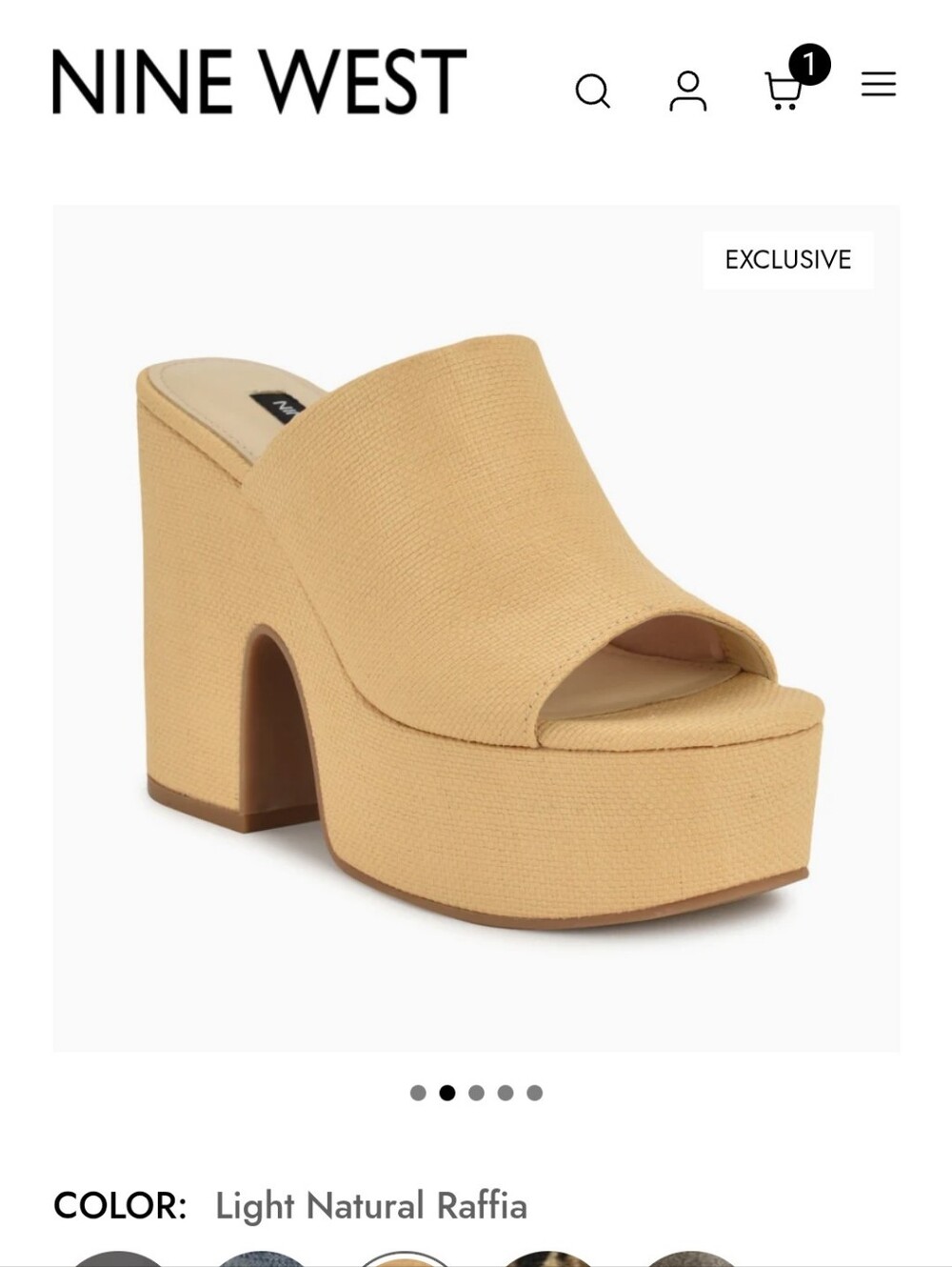 Nine West Beige Raffia Platform Slide Mule